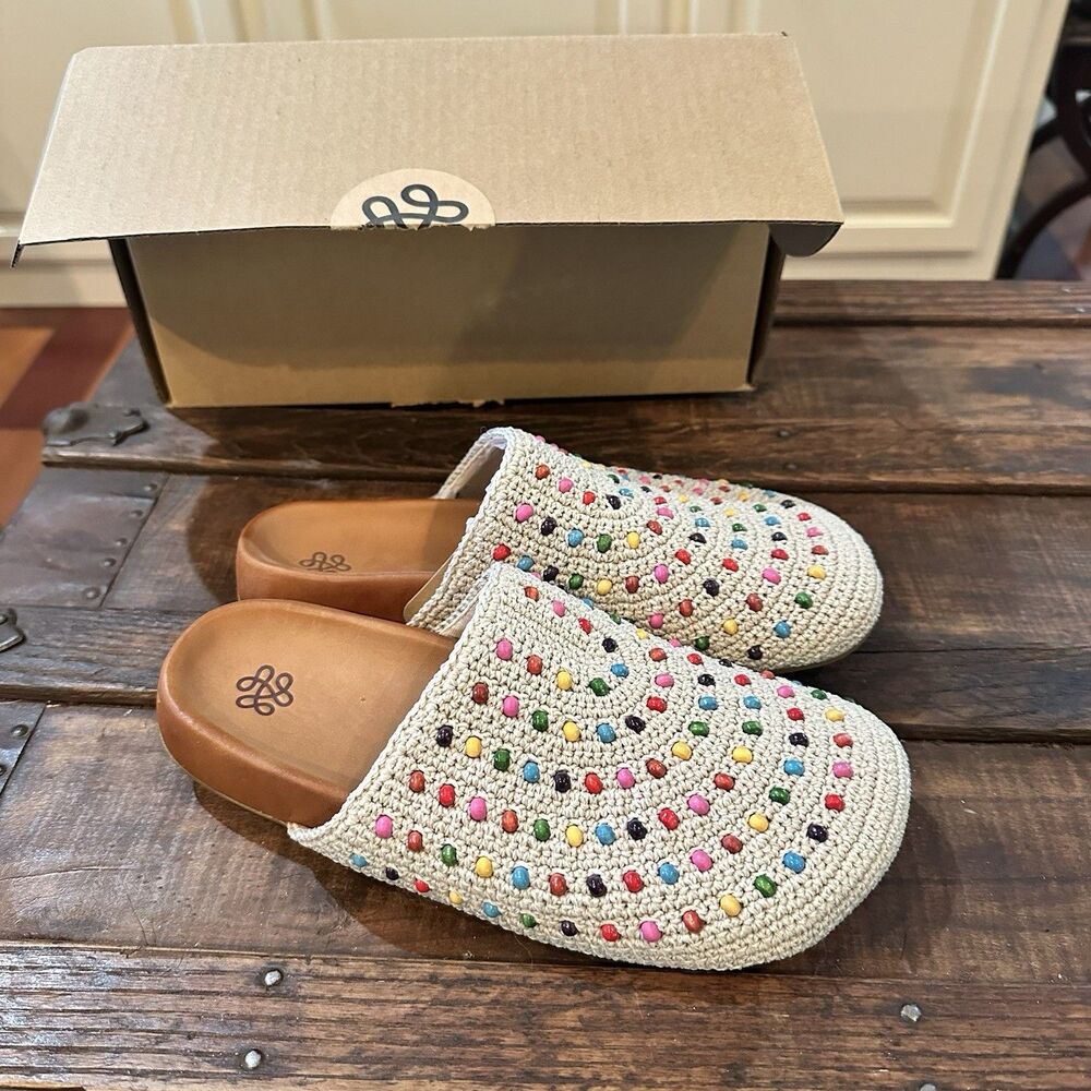 NEW THE SAK Bolinas Beaded Crochet Clogs Size 8 Multi Slip On Casual Shoes - Picture 3 of 7